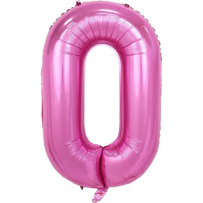 Růžový fóliový balónek ve tvaru číslice 0 o velikosti 102 cm na oslavu narozenin a party