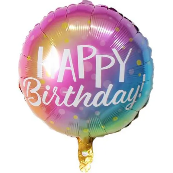 Kulatý fóliový balónek s nápisem Happy Birthday o průměru 46 cm pro narozeninovou výzdobu