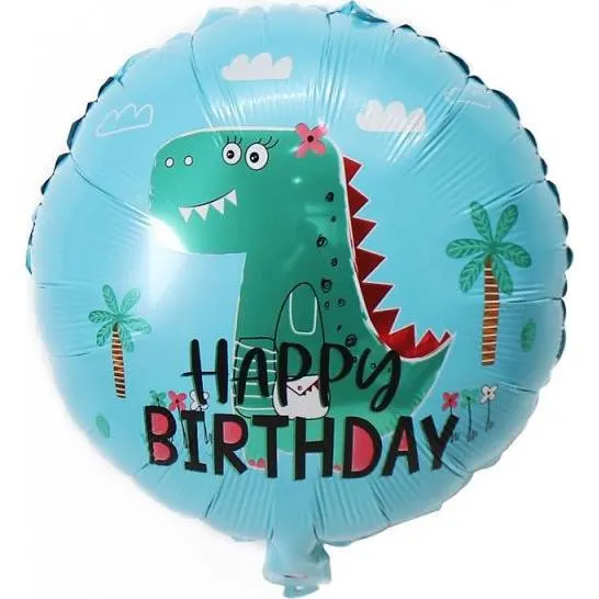 Kulatý fóliový balónek s motivem dinosaura o průměru 46 cm od značky Cakesicq na dětské oslavy