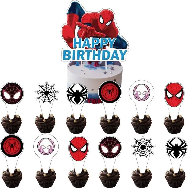 Zápich do dortu a muffinů s motivem Spidermana od značky Cakesicq pro dětské oslavy