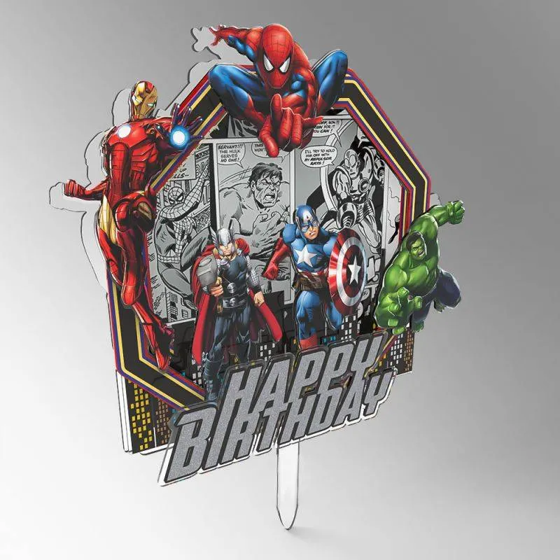 Zápich do dortu s motivem superhrdinů Avengers pro tematickou dětskou oslavu