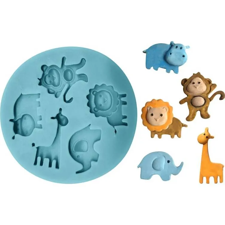 Silikonová formička na zvířátka ze zoo z marcipánu nebo fondánu od značky Cakesicq pro tvorbu cukrářských figurek na dorty