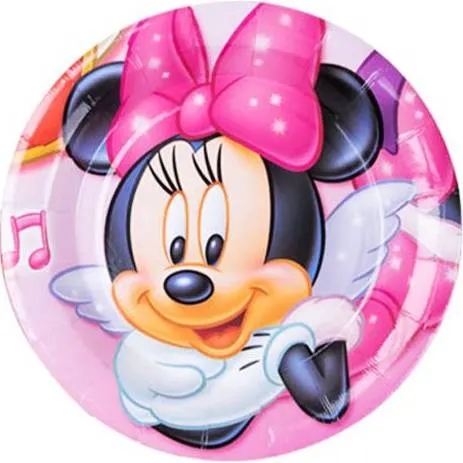 Papírové talíře s motivem Minnie o průměru 22 cm, balení 10 ks, vhodné na dětské oslavy