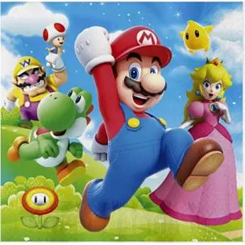 Papírové ubrousky Mario 33x33 cm v balení 10 ks od značky Cakesicq na narozeninové oslavy a dětské party