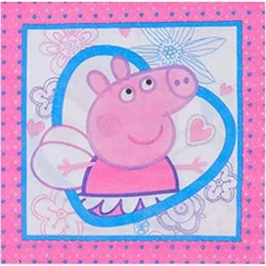 Papírové ubrousky s motivem Prasátka Peppy od značky Cakesicq, 10 ks, rozměr 33x33 cm, na dětskou oslavu