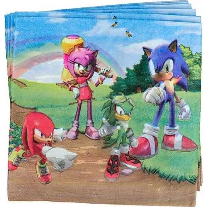 Papírové ubrousky s motivem ježka Sonic pro dětské oslavy, balení 10 ks, rozměr 33x33 cm