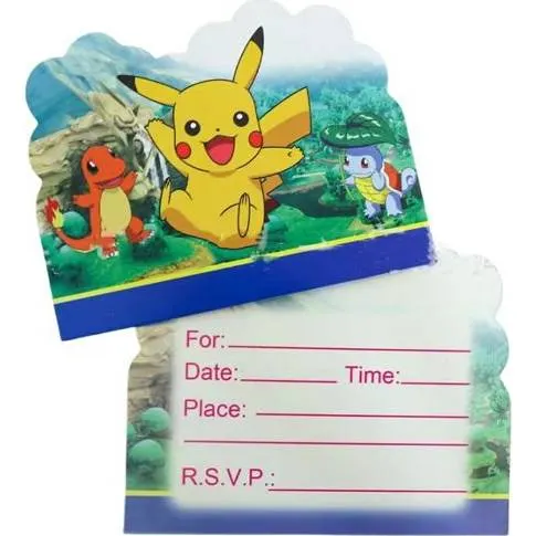Pozvánka na narozeniny s motivem Pikachu z Pokémonů, balení 10 kusů od značky Cakesicq