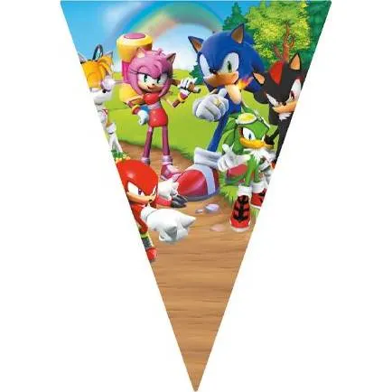 Párty vlaječky s motivem ježka Sonic od značky Cakesicq na dětskou narozeninovou oslavu a tematickou výzdobu