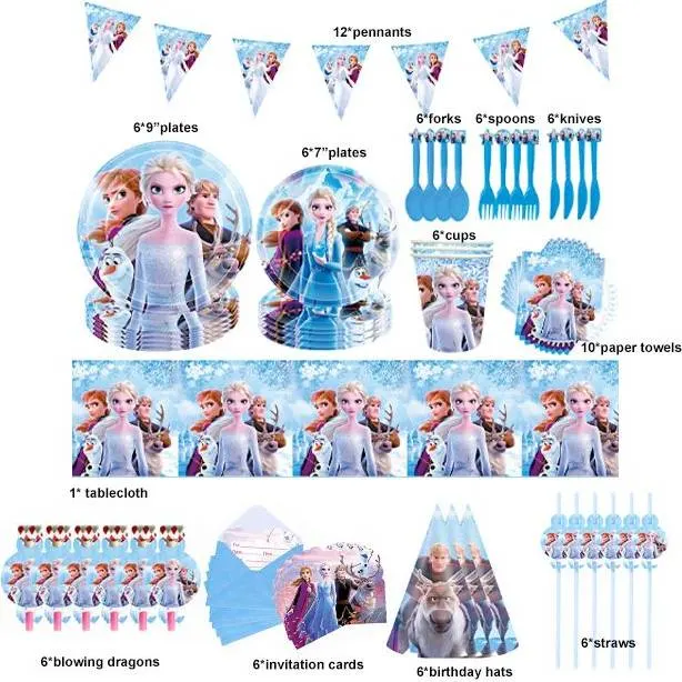 Velká sada na párty s motivem Frozen ledové království od značky Cakesicq pro zdobení dortu a oslavy