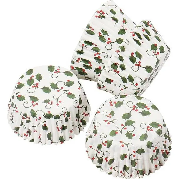 Bílé vánoční cukrářské košíčky Cakesicq 50x30 mm, balení 50 kusů, vhodné na muffiny a cupcakes