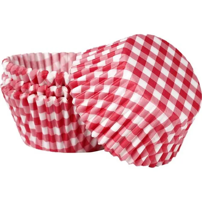Červeno bílé papírové cukrářské košíčky Cakesicq pro muffiny a cupcakes, balení 50 kusů v rozměru 50x30 mm