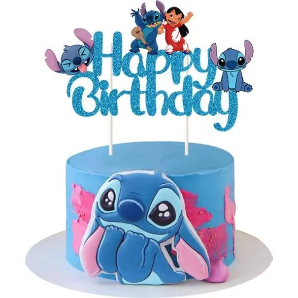 Zápich na dort s motivem Stitche a nápisem Happy Birthday od značky Cakesicq