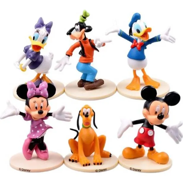Figurky Mickey Mouse na dort, šest kusů o výšce 7,5 cm k zapíchnutí do dortů a muffinů