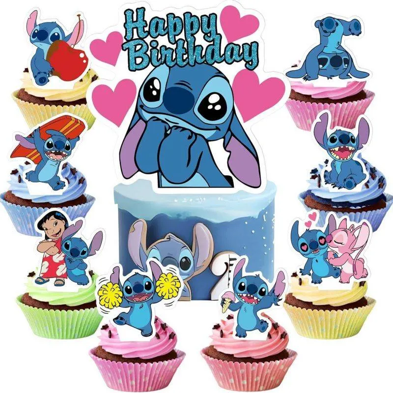 Zápichy Happy Birthday Stitch na dort nebo muffiny, balení 25 kusů od značky Cakesicq