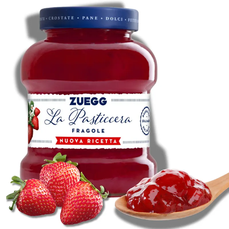 Italská jahodová pomazánka Pasticcera značky ZUEGG v balení 700 g k náplni dortů, pečiva a linecké cukroví