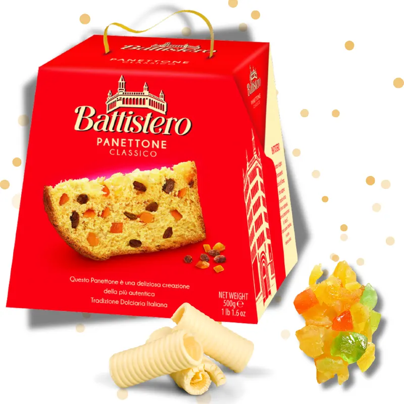 Vánoční panettone Il Vecchio Forno s rozinkami a kandovanou pomerančovou kůrou v papírovém boxu
