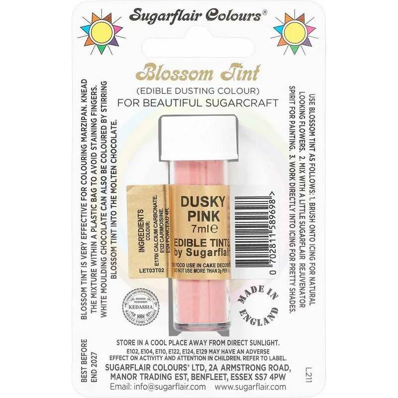 Jedlá prachová barva Sugarflair v odstínu dusky pink o objemu 7 ml na zdobení dortů a cukrářských výrobků
