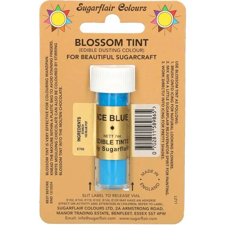 Jedlá prachová barva Sugarflair v odstínu ice blue o objemu 7 ml na zdobení cukrářských výrobků