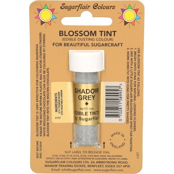 Jedlá prachová barva Sugarflair v odstínu shadow grey na stínování dortů a modelování, 7 ml