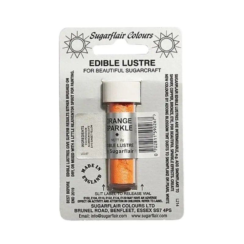 Oranžová prachová barva s leskem od značky SGF na zdobení dortů a dezertů
