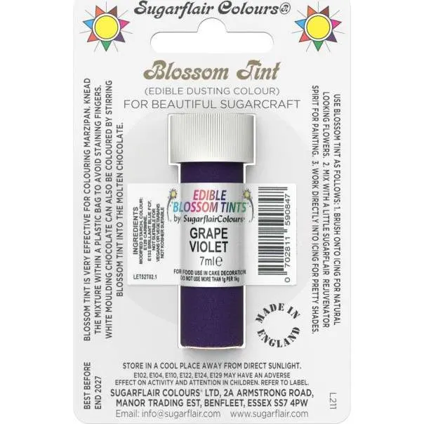 Jedlá prachová barva Sugarflair v odstínu Grape Violet, 7 ml, na zdobení dortů a cukrářských výrobků