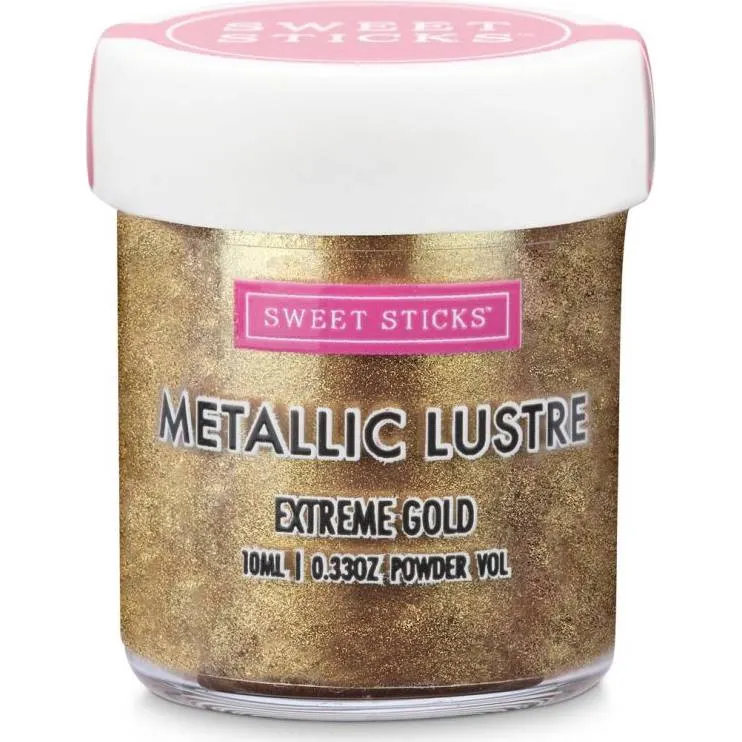 Prachová barva Sweet Sticks Extreme Gold v metalickém zlatém odstínu na zdobení dortů, balení 10 ml