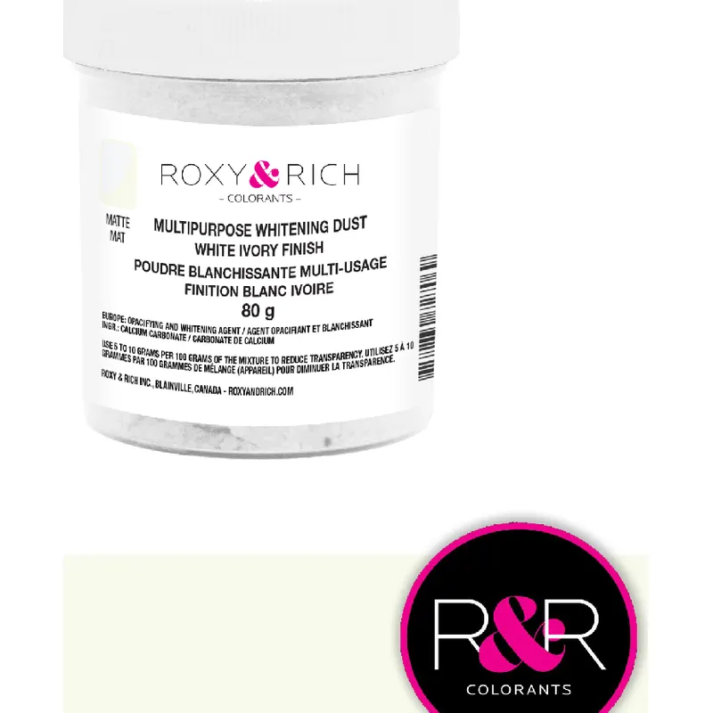 Prášková běloba Roxy and Rich v balení 80 g k zesvětlení a tónování cukrářských krémů a potahovek