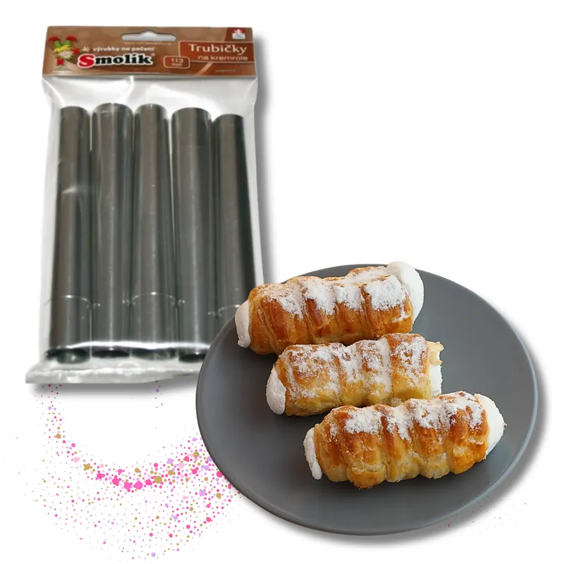Pocínované trubičky na kremrole od značky Smolík, délka 13,5 cm, průměry 23 a 19 mm v jedné sadě