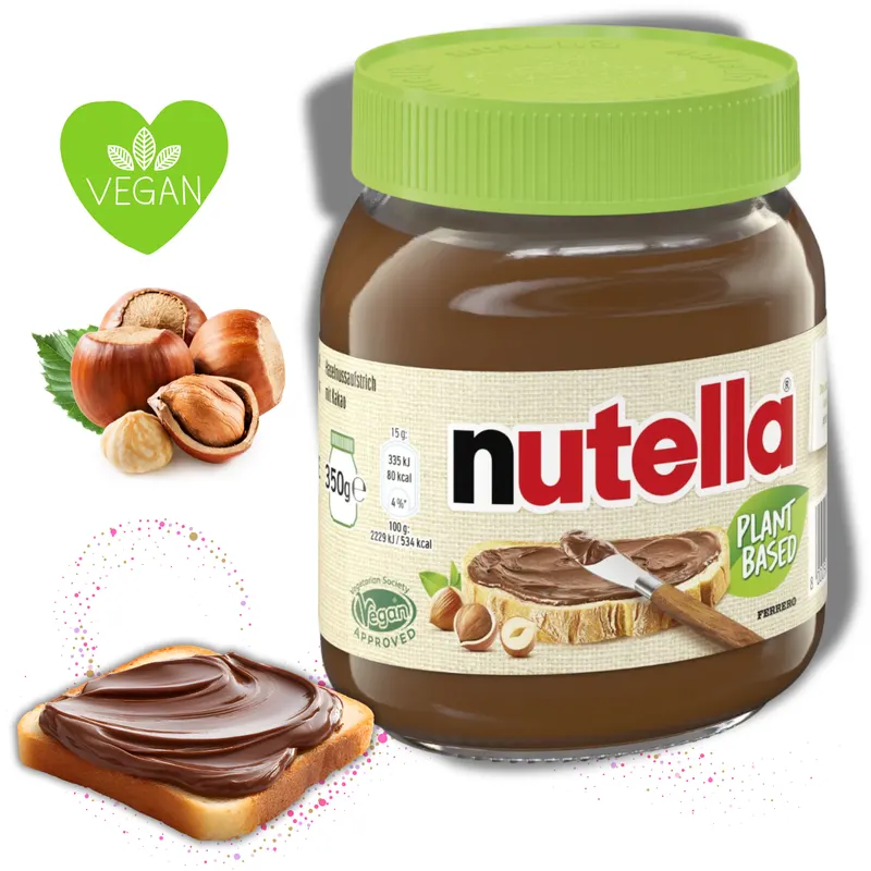 Lískooříšková pomazánka Nutella VEGA od Ferrero v skleničce o hmotnosti 350 g, rostlinná varianta k pomazání a pečení