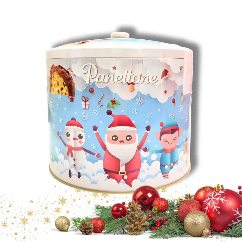 Vánoční panettone Il Vecchio Forno s rozinkami a kandovaným pomerančem v plechové dóze o hmotnosti 750 g