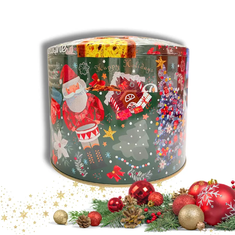 Vánoční panettone Il Vecchio Forno 750 g v plechové dóze s motivem Santa a Louskáček