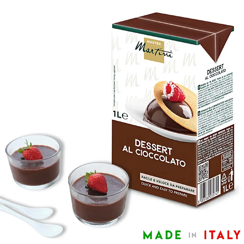 Hotový čokoládový dezert Cioccolato od značky Master Martini v objemu 1 litr, základ s 20% čokoládové hmoty z Itálie