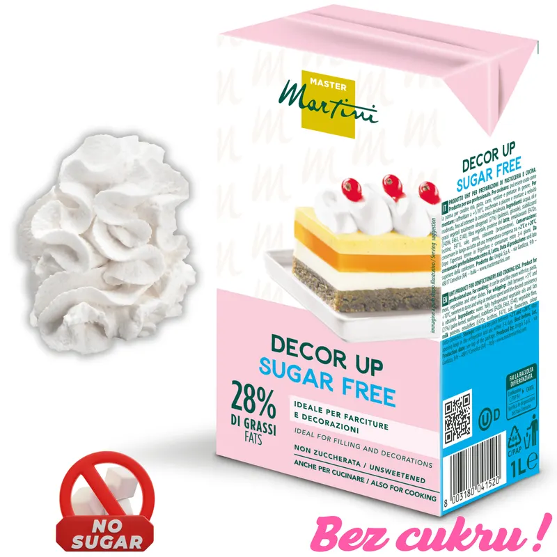 Rostlinná šlehačka bez cukru Master Martini Decor Up na dorty a dekorace v objemu 1 litr