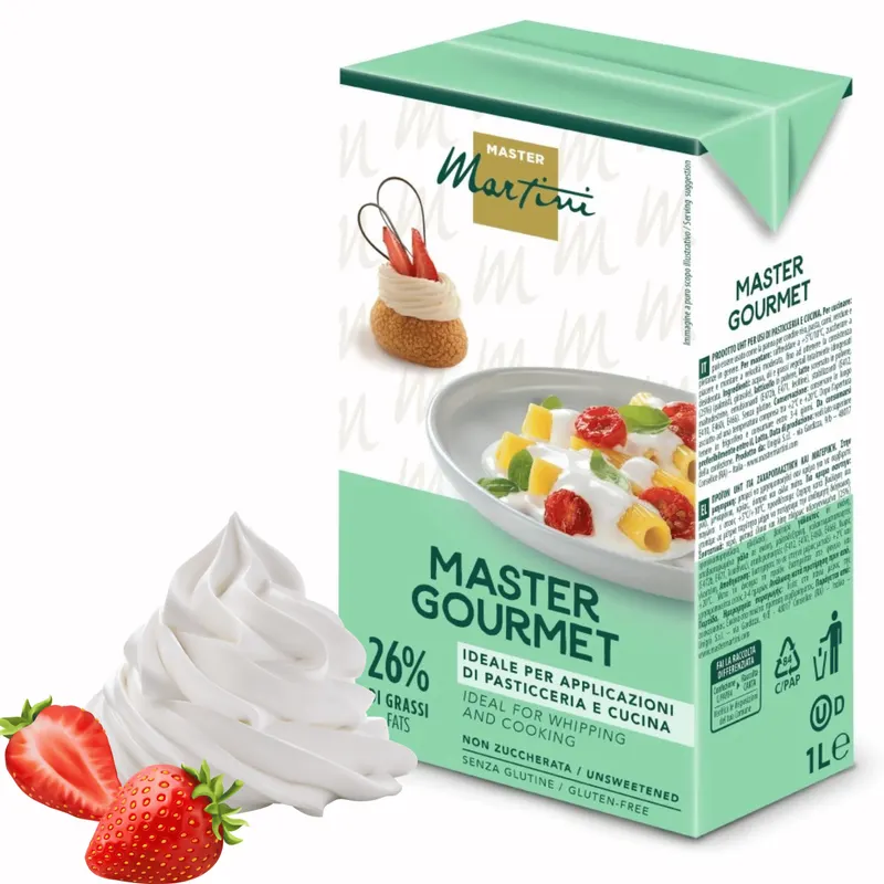Rostlinná šlehačka Master Gourmet 26 % v balení 1 l, vhodná k šlehání, plnění a zdobení dortů