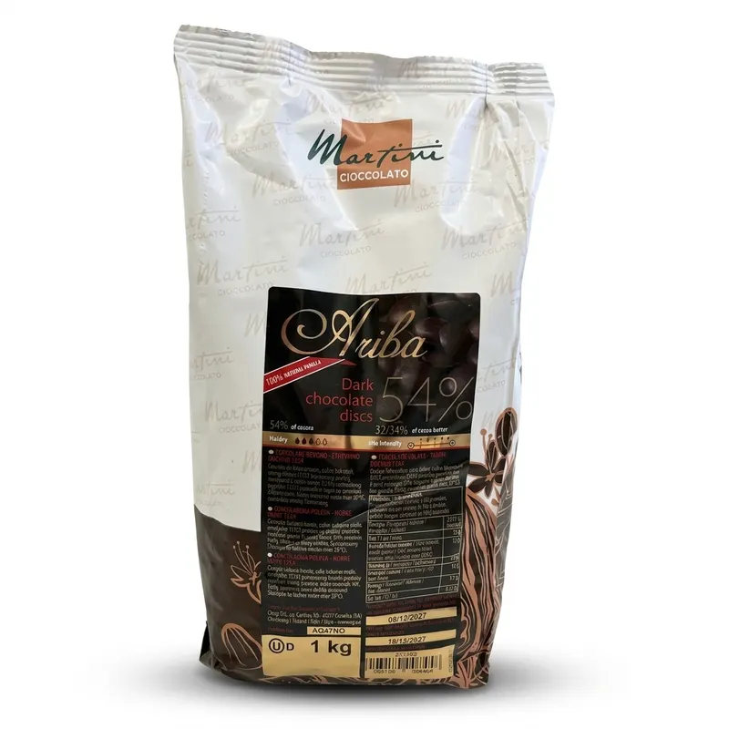 Hořká čokoláda Master Martini 54% kakaa v balení 1 kg pro pečení, polevy a ganache