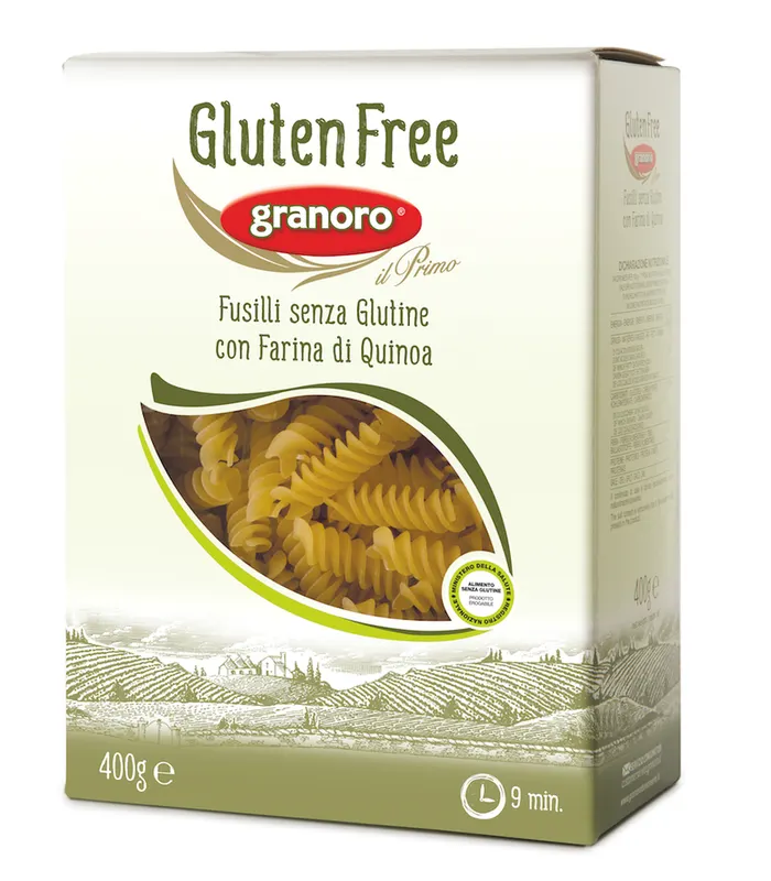 Bezlepkové těstoviny fusilli ve tvaru spirál z kukuřičné, rýžové a quinoa mouky, balení 400 g