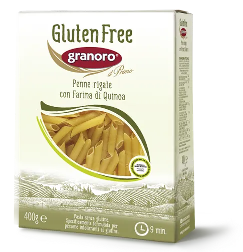 Bezlepkové těstoviny penne s quinoa moukou v balení 400 g, vhodné k rychlé přípravě s omáčkou
