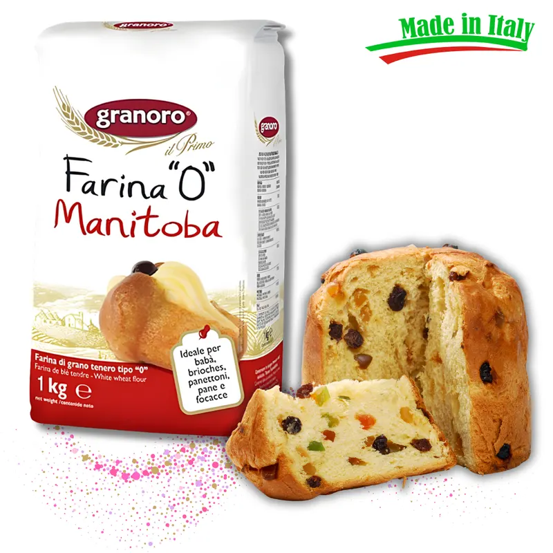 Italská pšeničná mouka Granoro Manitoba typu 0 s vysokou silou pro kynutá těsta jako panettone a vánočky