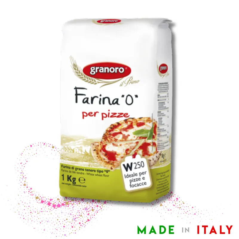 Italská pšeničná mouka Farina 0 v balení 1 kg vhodná na domácí pizzu a těsto
