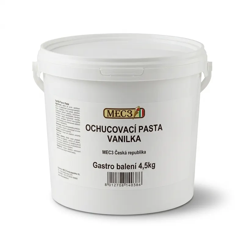 Ochucovací vanilková pasta MEC3 s viditelnými semínky vanilky v balení 4,5 kg pro krémy a těsta