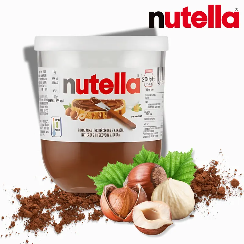 Lískooříškový krém Nutella od značky Ferrero v balení 200 g ve skleničce