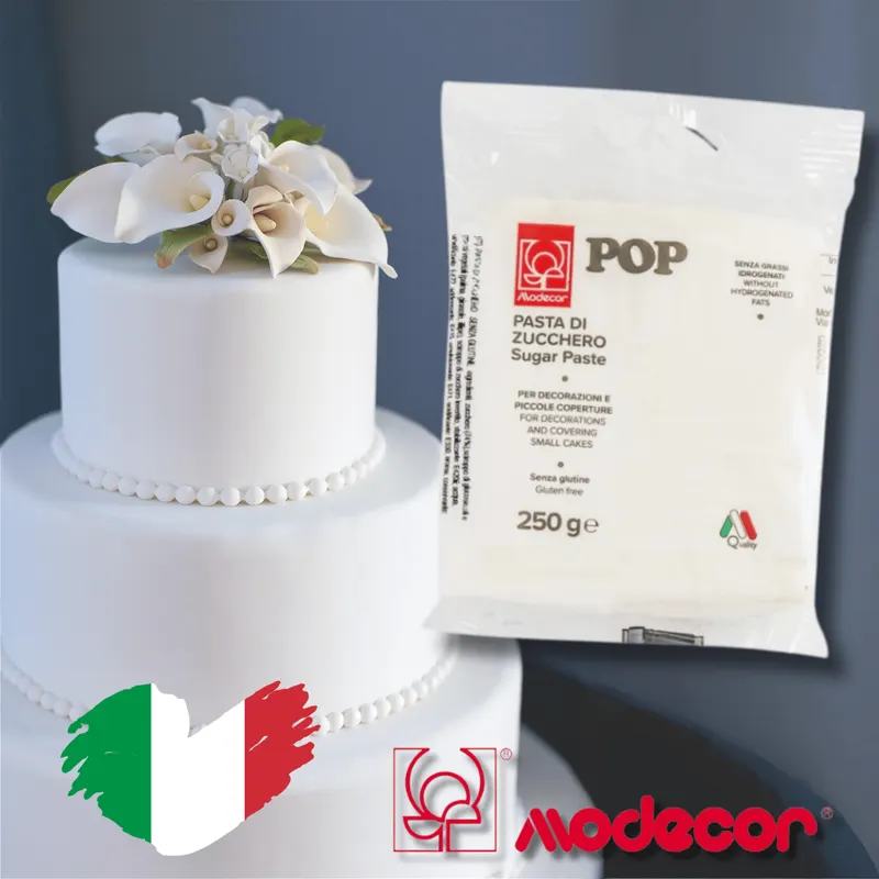 Bílý fondán Modecor na potahování dortů, 250 g, vhodný i k modelování dekorací