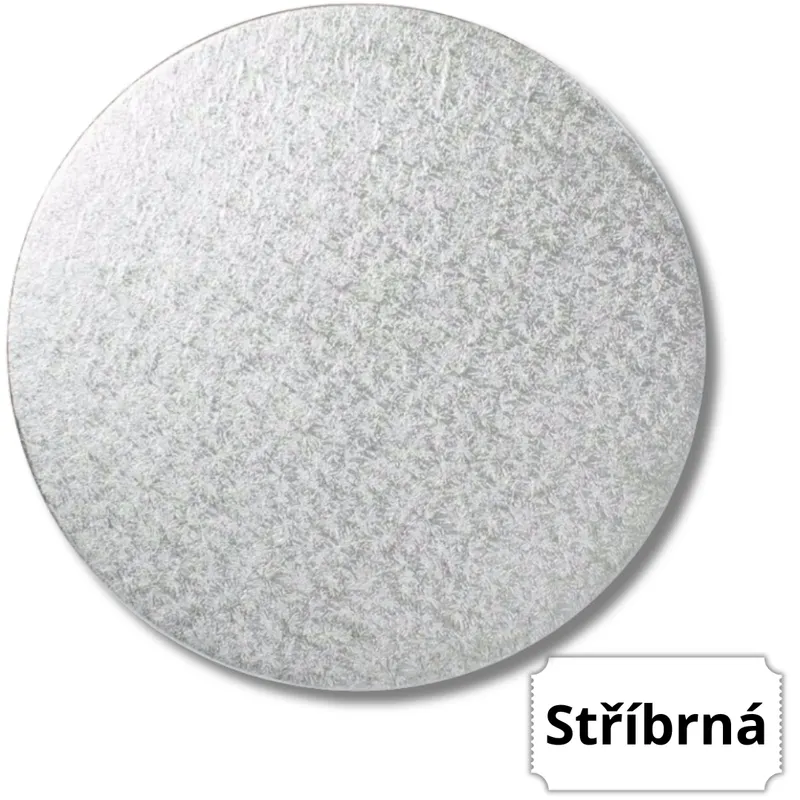 Stříbrná dortová podložka FunCakes o průměru 45 cm a výšce 12 mm pro velké a vícepatrové dorty