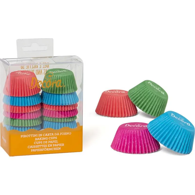 Pastelové mini papírové košíčky Decora na muffiny, 200 ks, rozměr 32 x 22 mm, vhodné na bonbónové muffiny a cupcakes