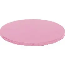 Kulatá růžová podložka pod dort o průměru 25 cm z buničiny potažené hliníkem