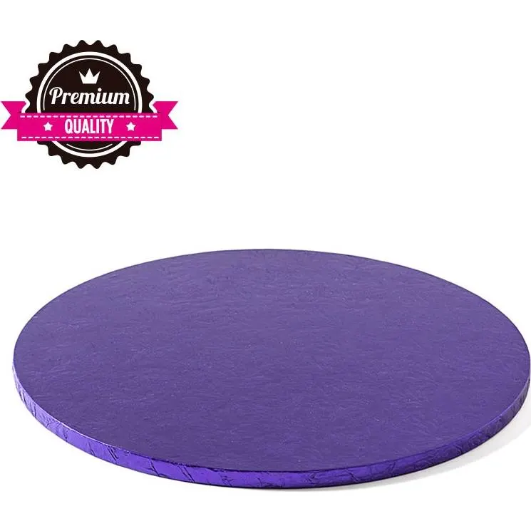 Kulatá fialová podložka pod dort Decora o průměru 25 cm a síle 1,2 cm pro stabilní prezentaci a zdobení dortů