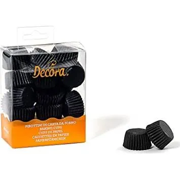 Černé papírové košíčky na pralinky Decora, 200 kusů, velikost 2,7 x 1,7 cm