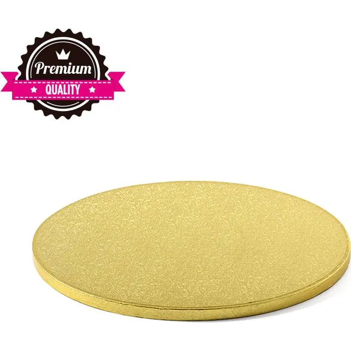 Zlatá kulatá dortová podložka Decora o průměru 30 cm a síle 1,2 cm pro stabilní základ dortu