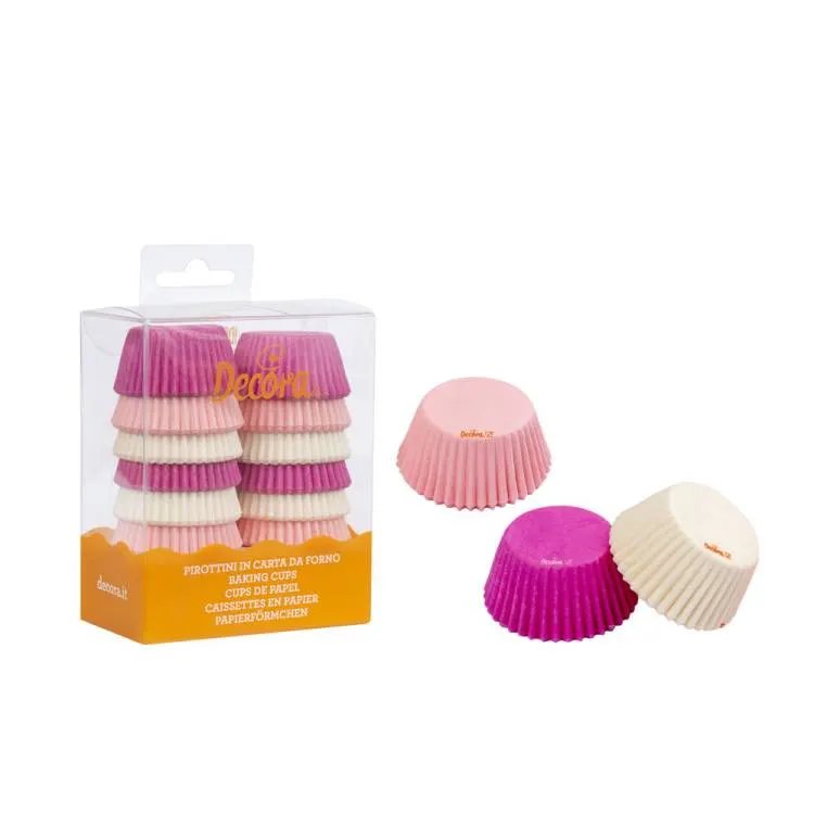 Mini papírové košíčky Decora na muffiny v bílé a růžové barvě, 200 kusů