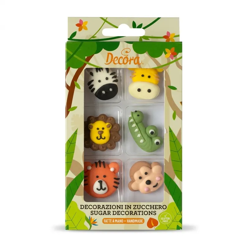 Cukrové figurky zvířátek ze ZOO od značky Decora, sada 6 ks na zdobení dortů